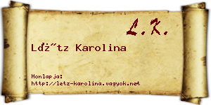 Létz Karolina névjegykártya
